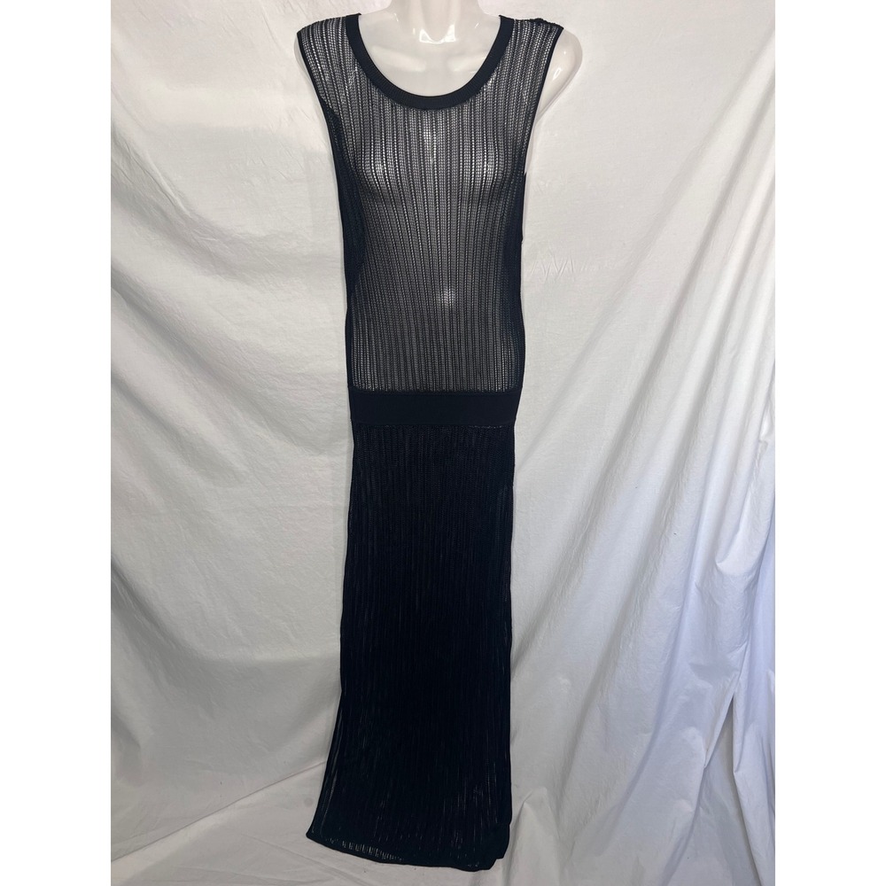 Theory Black Sheer Knit Sleeveless Maxi Slip Dress Size 0‎ Dark Goth Glam Chic